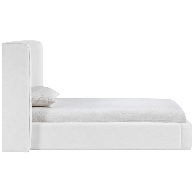 Meridian Furniture Kendall White Linen Textured Fabric Upholstered Twin Bed