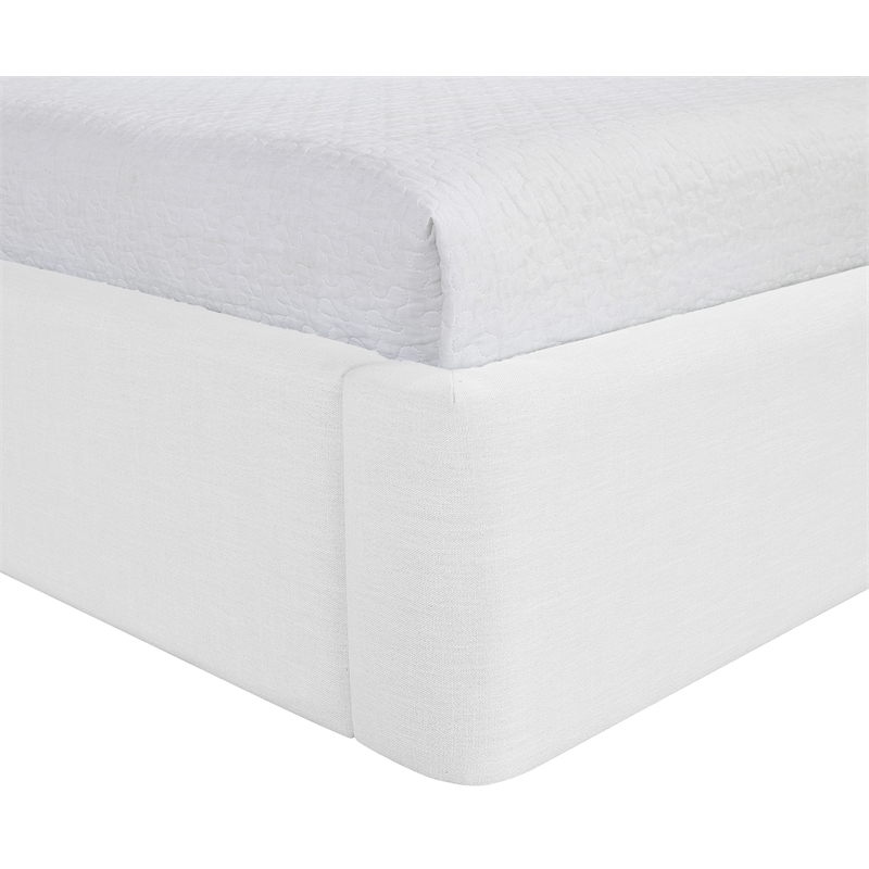 Meridian Furniture Kendall White Linen Textured Fabric Upholstered Twin Bed