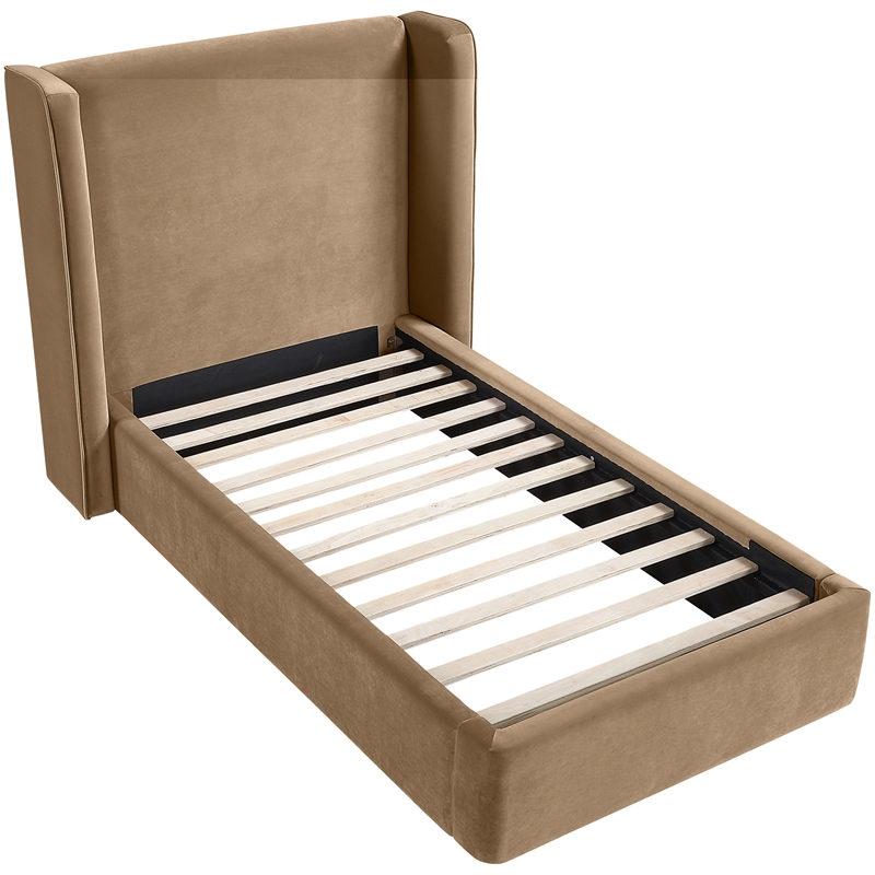 Meridian Furniture Kendall Beige Velvet Upholstered Twin Bed