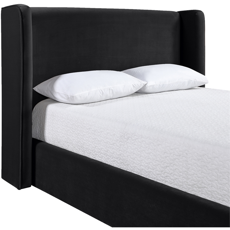 Meridian Furniture Kendall Black Velvet Upholstered Full Bed