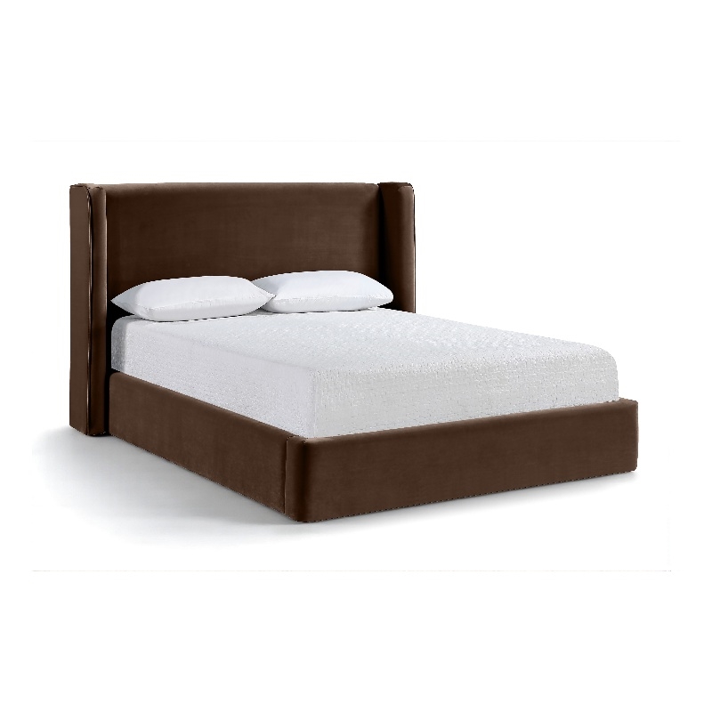 Meridian Furniture Kendall Brown Velvet Upholstered Full Bed