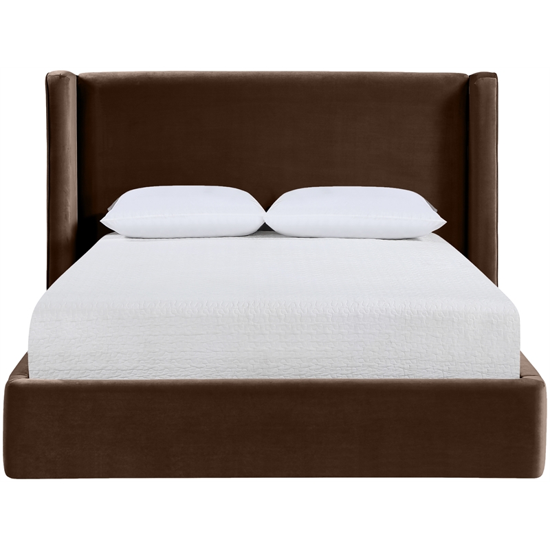 Meridian Furniture Kendall Brown Velvet Upholstered Full Bed