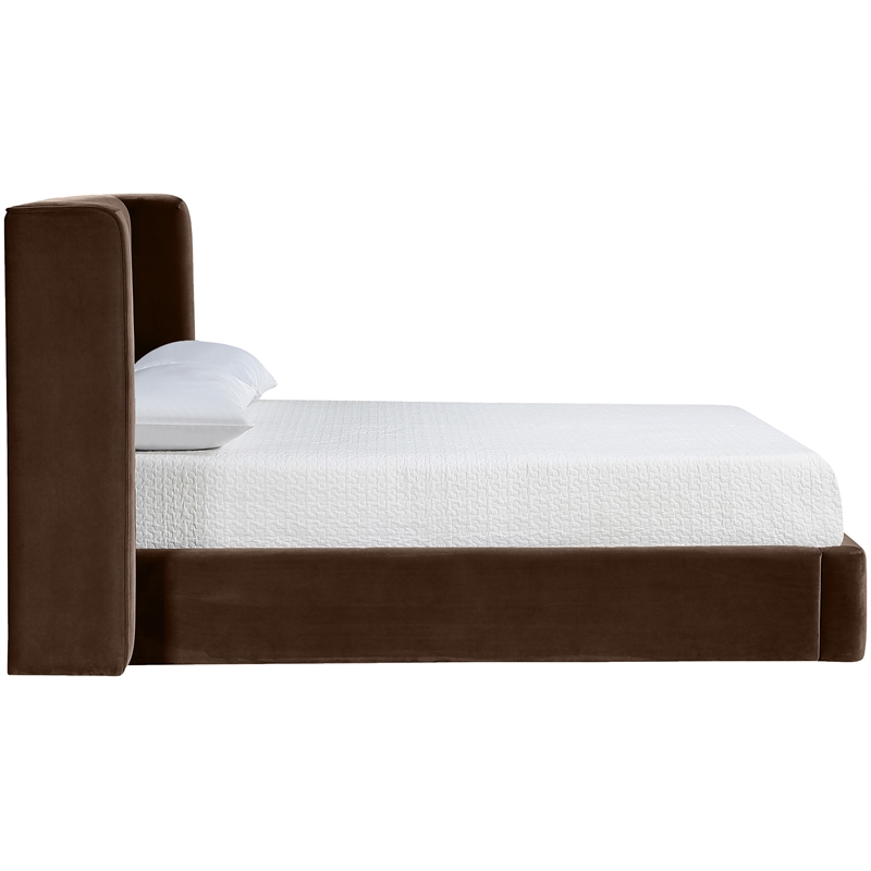 Meridian Furniture Kendall Brown Velvet Upholstered Full Bed