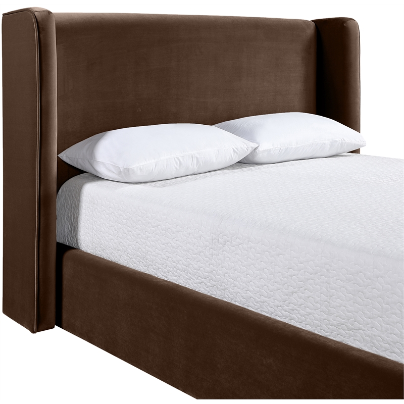 Meridian Furniture Kendall Brown Velvet Upholstered Full Bed