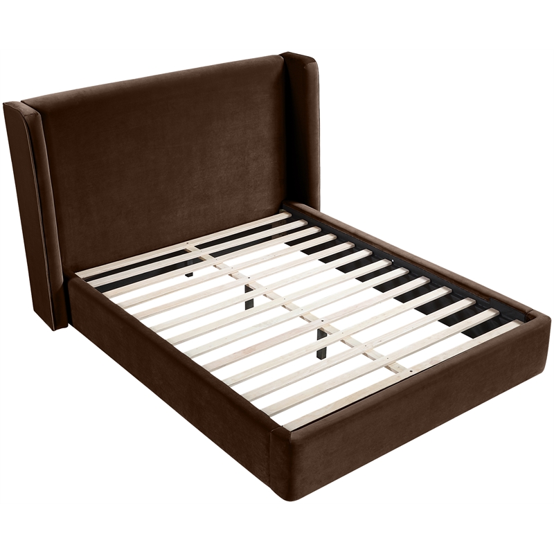Meridian Furniture Kendall Brown Velvet Upholstered Full Bed