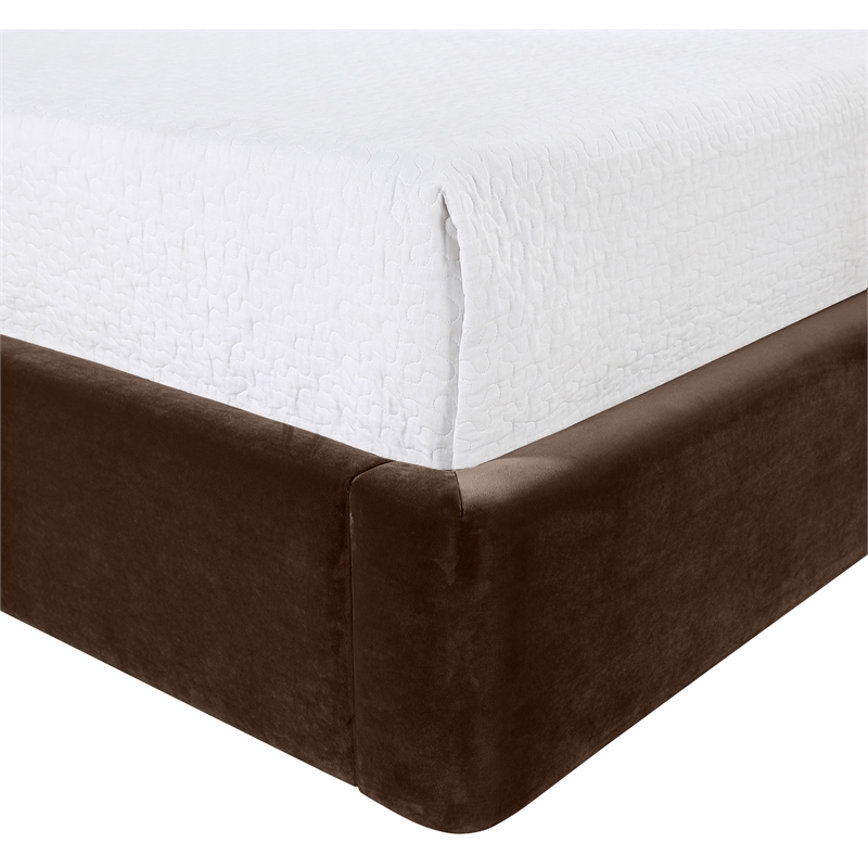 Meridian Furniture Kendall Brown Velvet Upholstered Full Bed