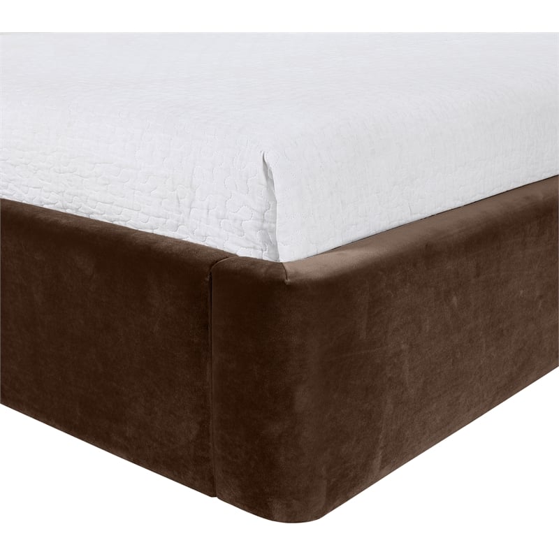 Meridian Furniture Kendall Brown Velvet Upholstered Twin Bed