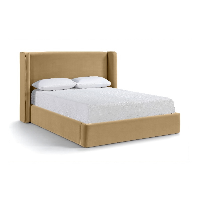 Meridian Furniture Kendall Camel Velvet Upholstered Full Bed
