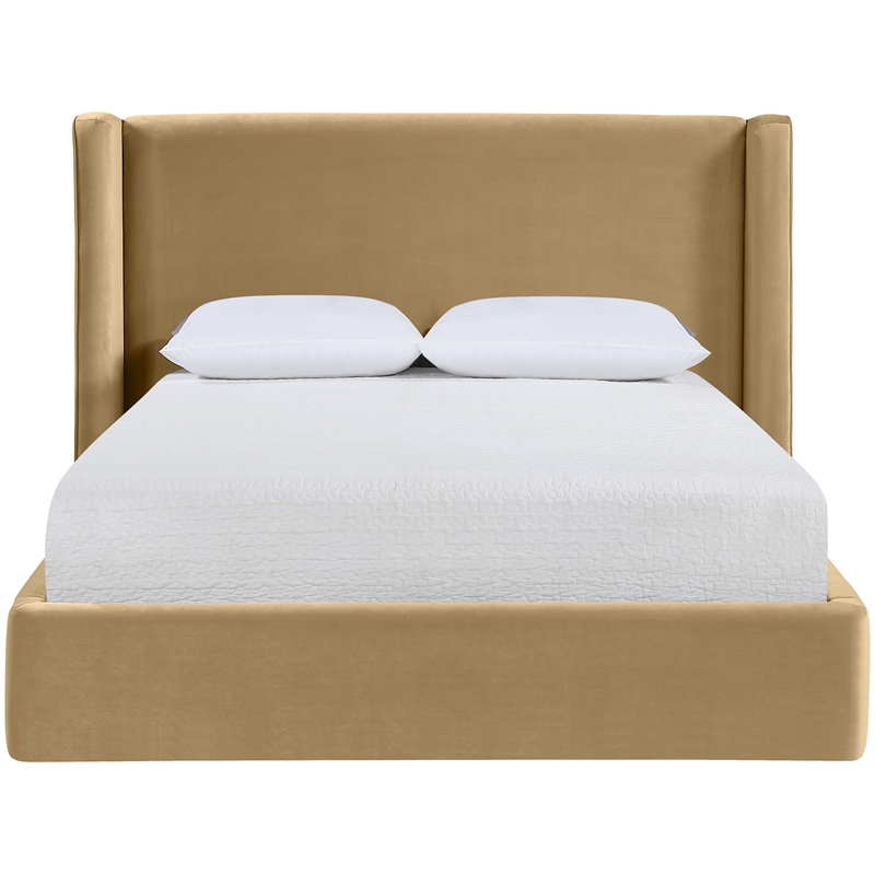 Meridian Furniture Kendall Camel Velvet Upholstered Full Bed