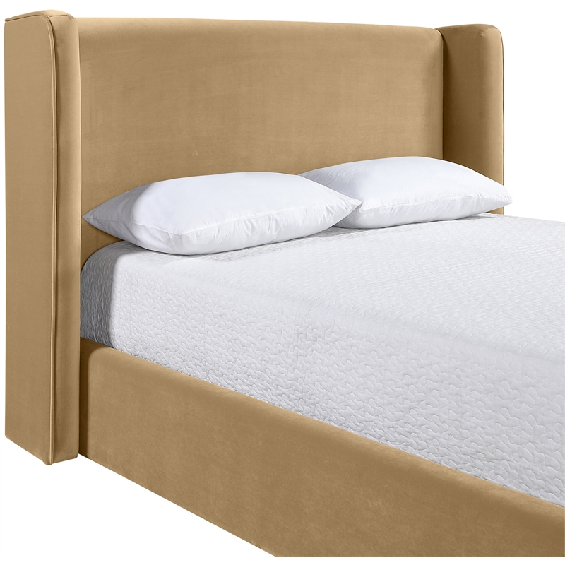 Meridian Furniture Kendall Camel Velvet Upholstered Full Bed