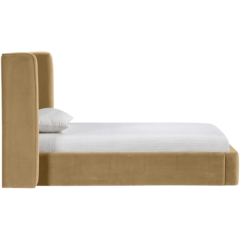 Meridian Furniture Kendall Camel Velvet Upholstered Twin Bed