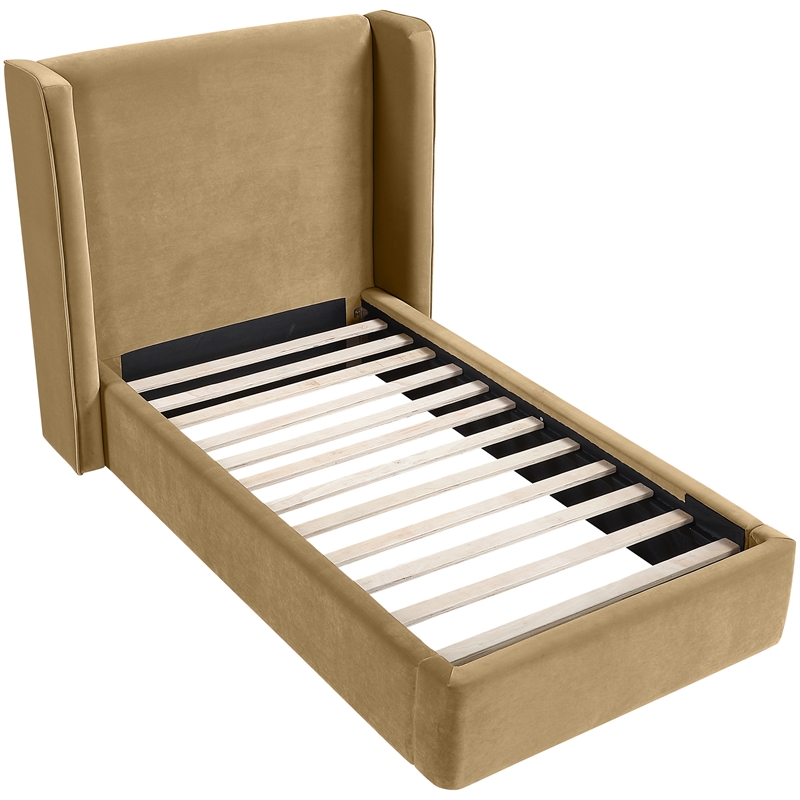 Meridian Furniture Kendall Camel Velvet Upholstered Twin Bed