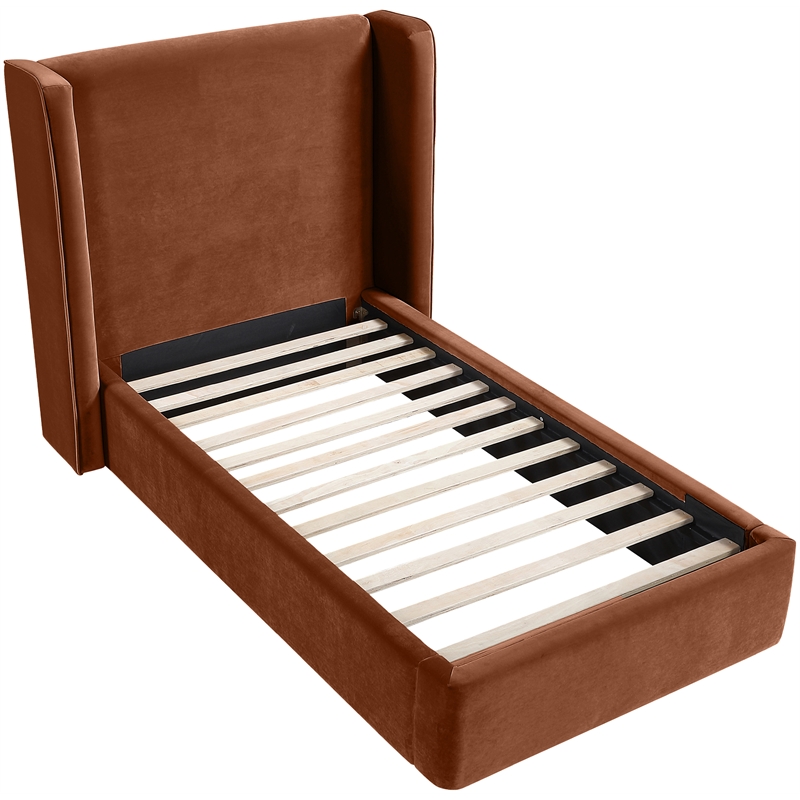 Meridian Furniture Kendall Cognac Velvet Upholstered Twin Bed