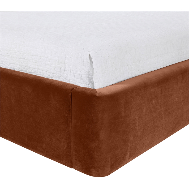 Meridian Furniture Kendall Cognac Velvet Upholstered Twin Bed