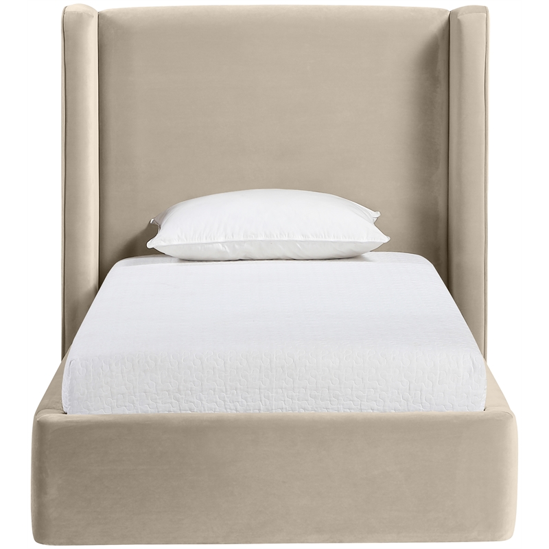 Meridian Furniture Kendall Cream Velvet Upholstered Twin Bed