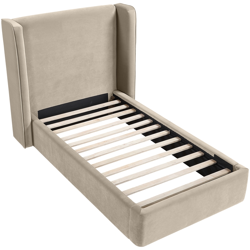 Meridian Furniture Kendall Cream Velvet Upholstered Twin Bed
