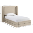 Meridian Furniture Kendall Cream Velvet Upholstered Twin Bed