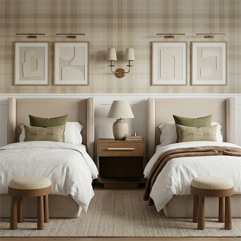 Meridian Furniture Kendall Cream Velvet Upholstered Twin Bed