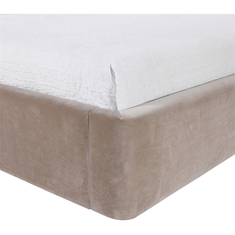 Meridian Furniture Kendall Taupe Velvet Upholstered Twin Bed