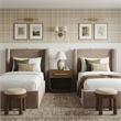 Meridian Furniture Kendall Taupe Velvet Upholstered Twin Bed