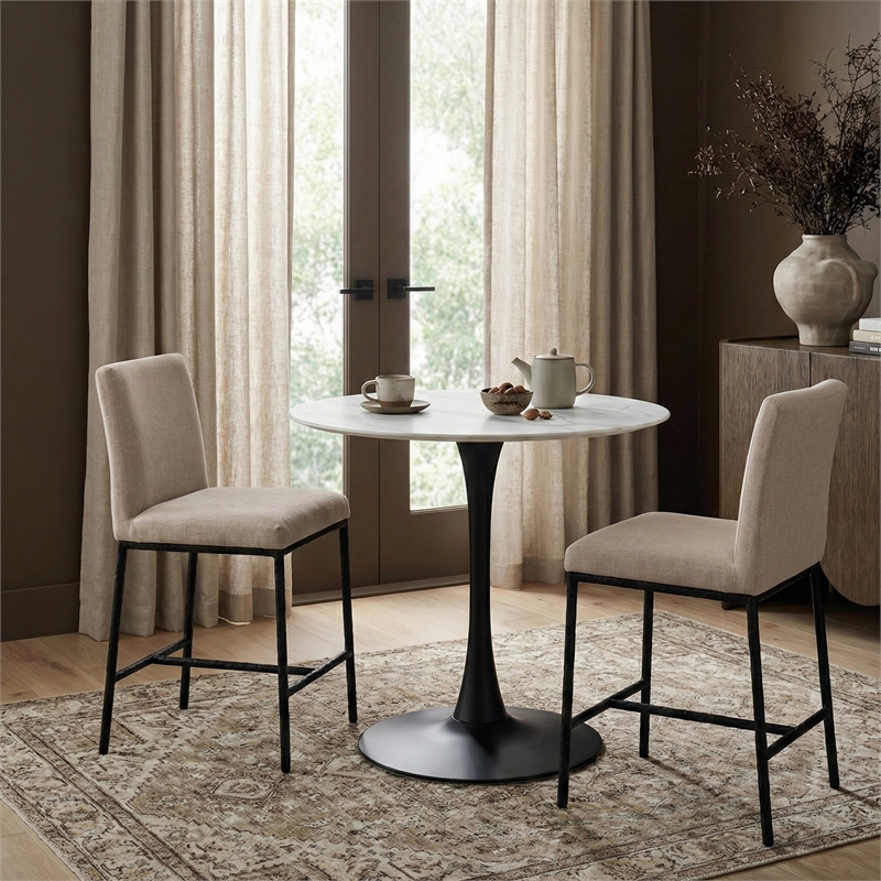 Meridian Furniture Reeves Beige Chenille Upholstered Counter Stool (Set of 2)