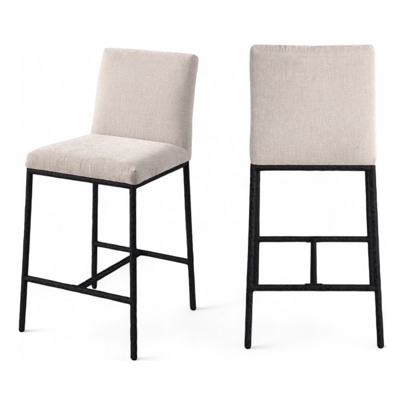 Meridian Furniture Reeves Beige Chenille Upholstered Counter Stool (Set of 2)