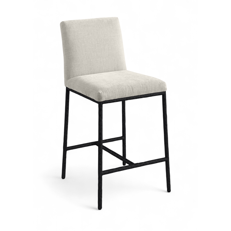 Meridian Furniture Reeves Cream Chenille Upholstered Counter Stool (Set of 2)