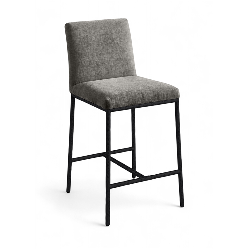 Meridian Furniture Reeves Grey Chenille Upholstered Counter Stool (Set of 2)