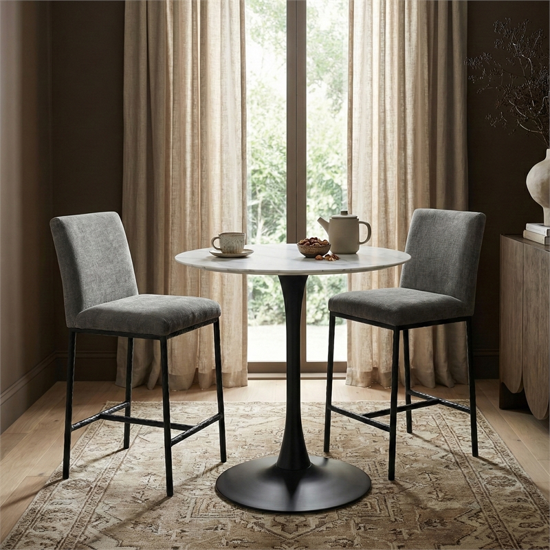 Meridian Furniture Reeves Grey Chenille Upholstered Counter Stool (Set of 2)