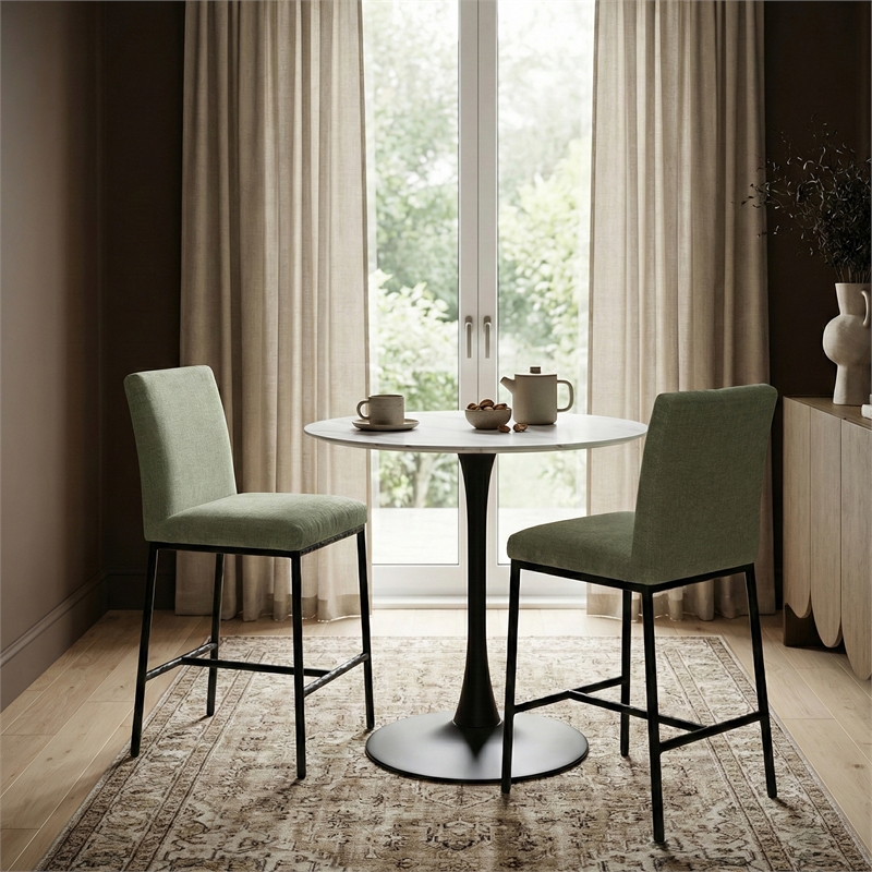 Meridian Furniture Reeves Mint Chenille Upholstered Counter Stool (Set of 2)