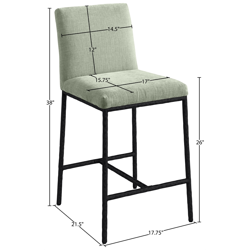 Meridian Furniture Reeves Mint Chenille Upholstered Counter Stool (Set of 2)