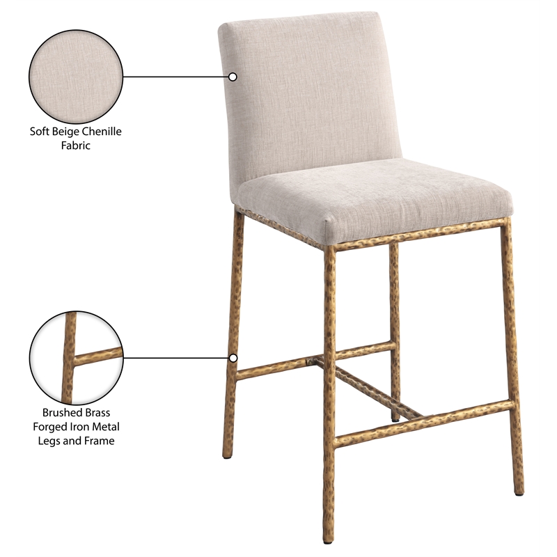 Meridian Furniture Reeves Beige Chenille Upholstered Counter Stool (Set of 2)