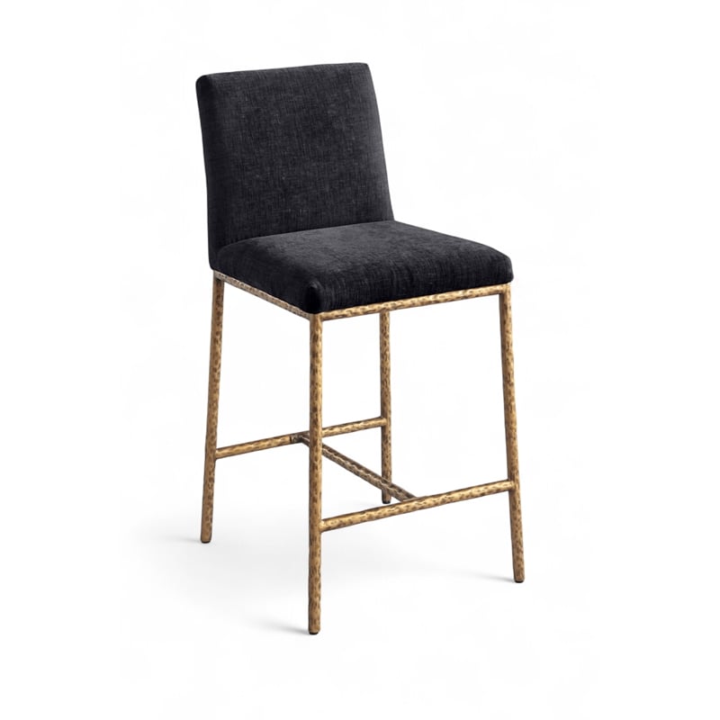 Meridian Furniture Reeves Black Chenille Upholstered Counter Stool (Set of 2)
