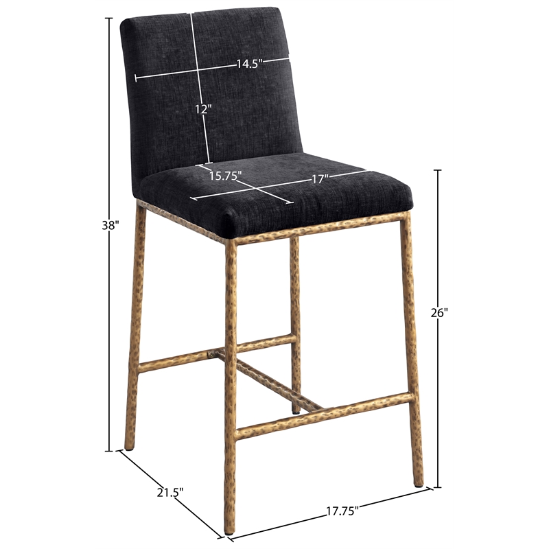 Meridian Furniture Reeves Black Chenille Upholstered Counter Stool (Set of 2)