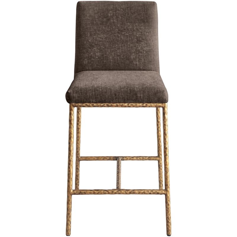 Meridian Furniture Reeves Brown Chenille Upholstered Counter Stool (Set of 2)