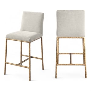 Meridian Furniture Reeves Cream Chenille Upholstered Counter Stool (Set of 2)