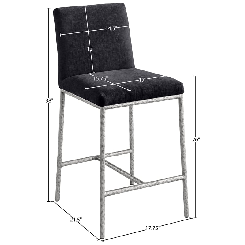Meridian Furniture Reeves Black Chenille Upholstered Counter Stool (Set of 2)