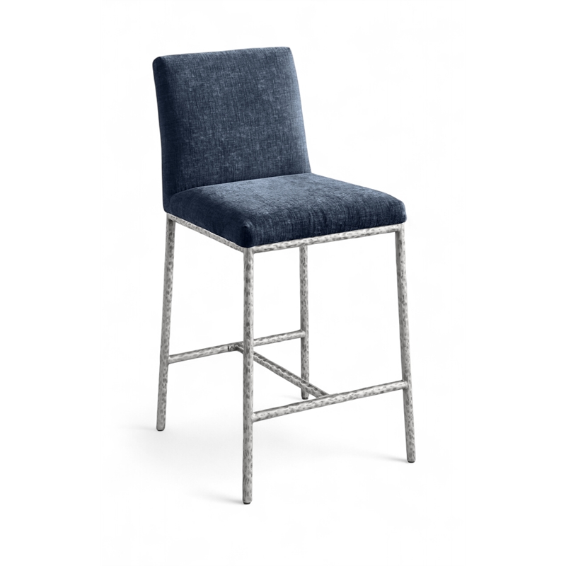 Meridian Furniture Reeves Navy Chenille Upholstered Counter Stool (Set of 2)