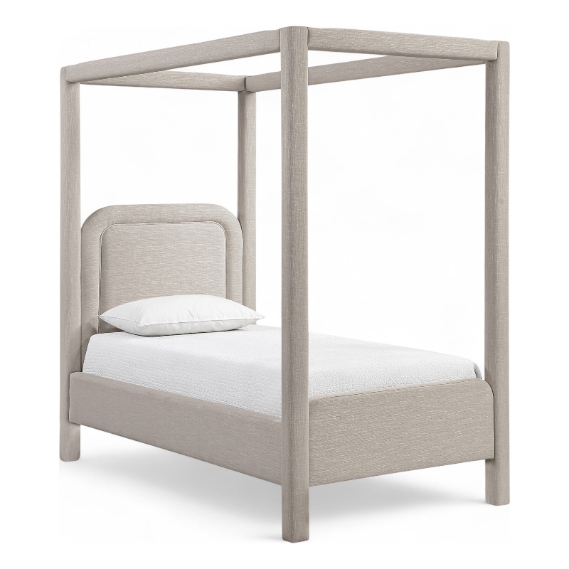 Meridian Furniture Salina Beige Linen Textured Fabric Upholstered Twin Bed