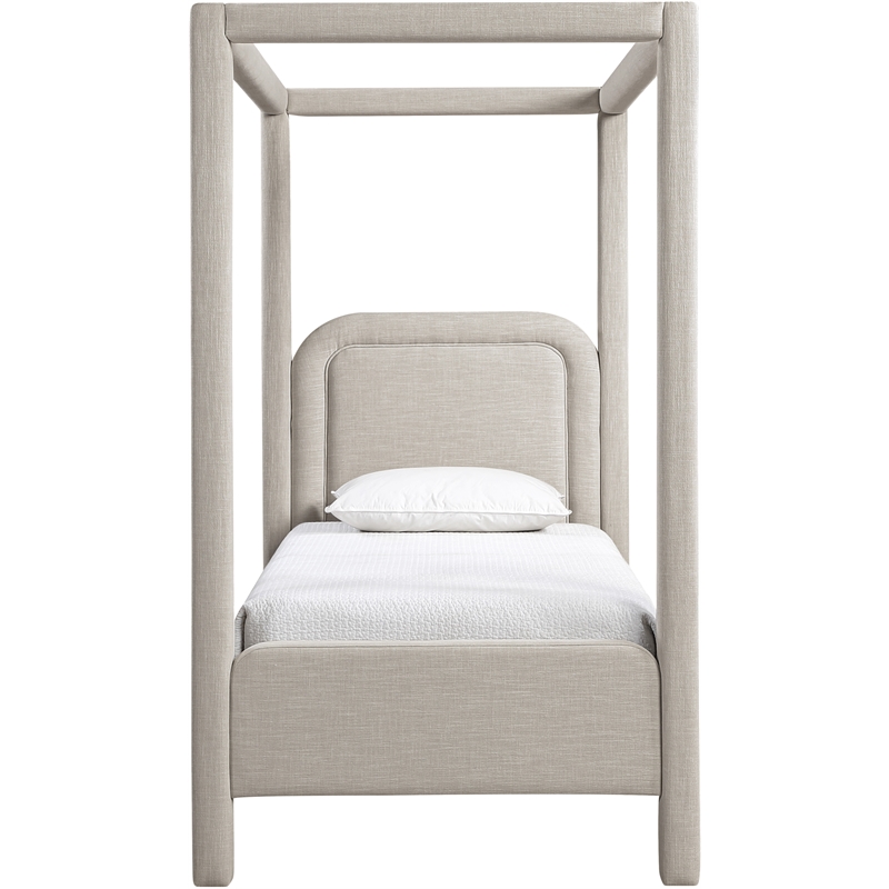 Meridian Furniture Salina Beige Linen Textured Fabric Upholstered Twin Bed