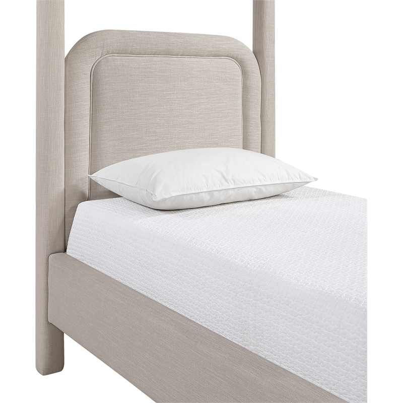 Meridian Furniture Salina Beige Linen Textured Fabric Upholstered Twin Bed