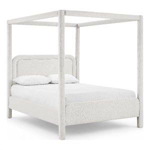 Meridian Furniture Salina Cream Linen Textured Fabric Upholstered Full Bed