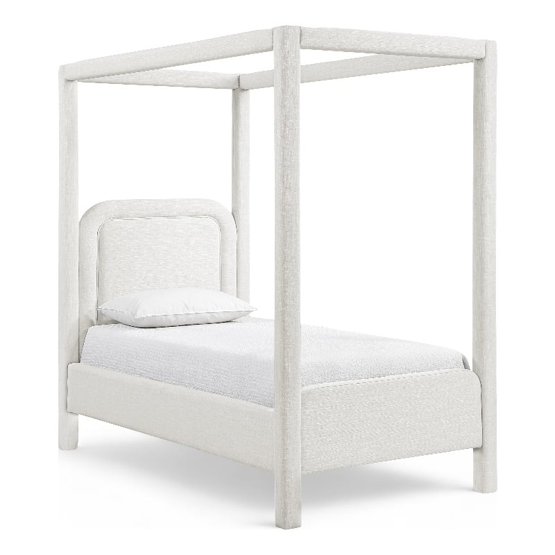 Meridian Furniture Salina Cream Linen Textured Fabric Upholstered Twin Bed