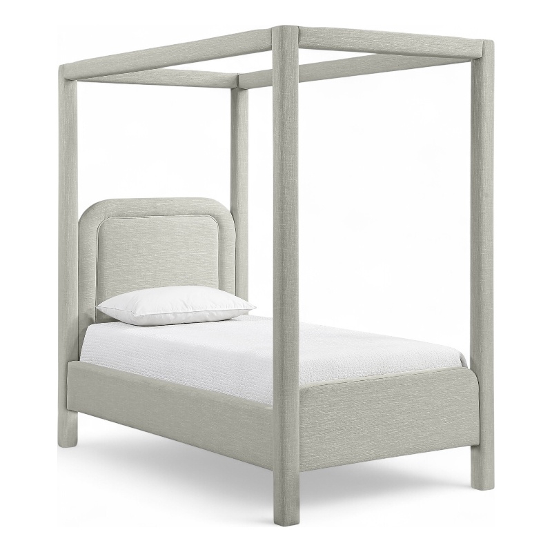 Meridian Furniture Salina Grey Linen Textured Fabric Upholstered Twin Bed