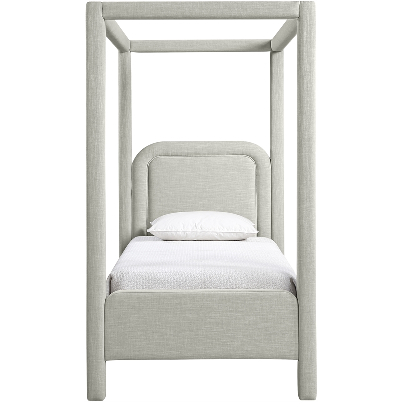 Meridian Furniture Salina Grey Linen Textured Fabric Upholstered Twin Bed