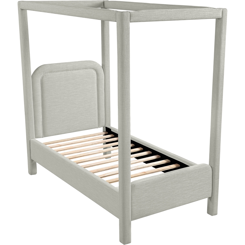 Meridian Furniture Salina Grey Linen Textured Fabric Upholstered Twin Bed