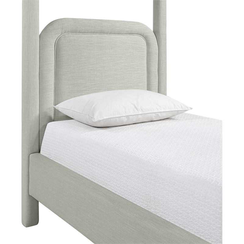 Meridian Furniture Salina Grey Linen Textured Fabric Upholstered Twin Bed
