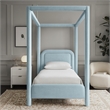 Meridian Furniture Salina Light Blue Linen Textured Fabric Upholstered Twin Bed