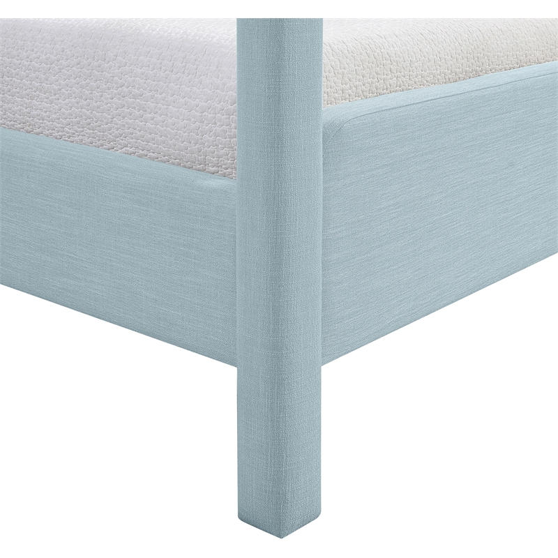 Meridian Furniture Salina Light Blue Linen Textured Fabric Upholstered Twin Bed