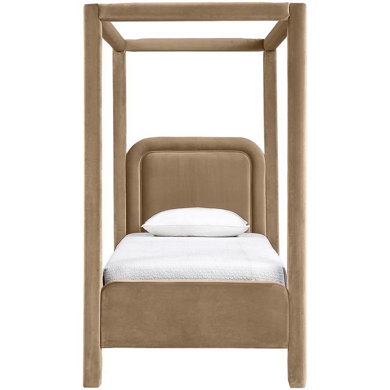 Meridian Furniture Salina Beige Velvet Upholstered Twin Bed